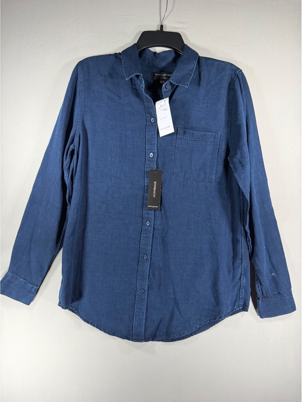 Banana Republic Boyfriend Fit Dark Denim Button Up Shirt Size Small
